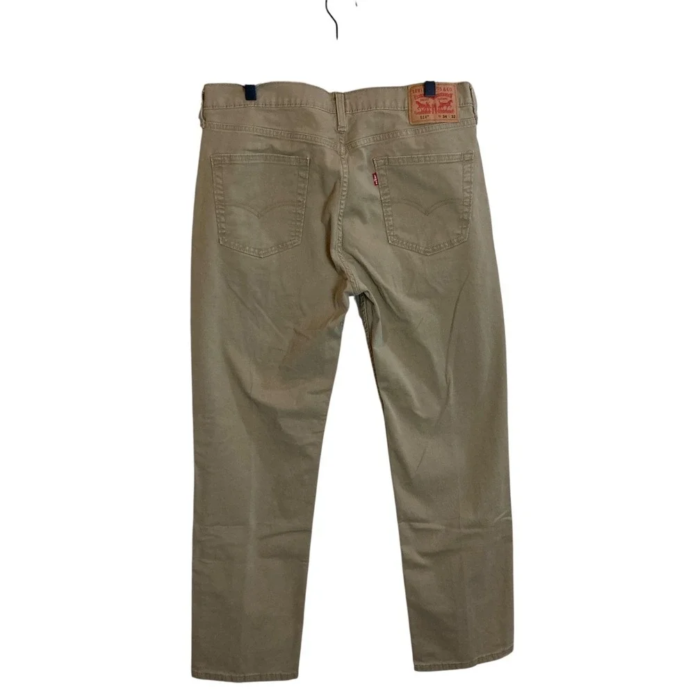 LEVI Jeans 514 Men 34x32 (Fits 34x31) Tan Khaki Stretch Straight Fit Cowboy‎